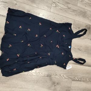 Old Navy Dark Blue Midi Dress with Cherry Pattern